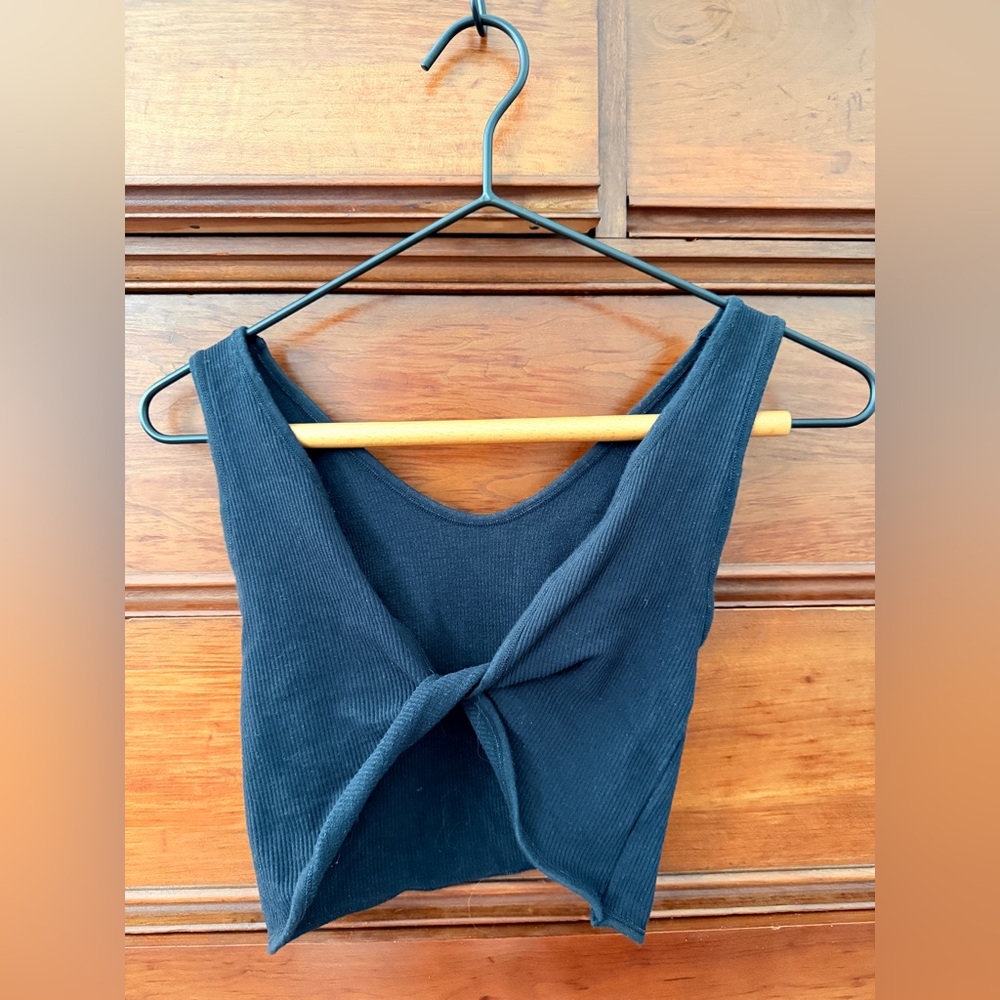 Urban Outfitters Black Ribbed Twist Crop Top